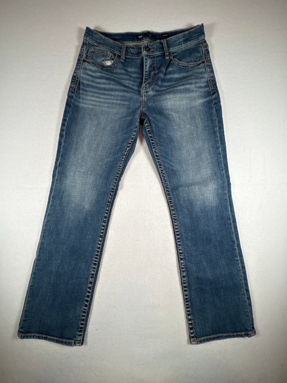 BKE Tyler Jeans Mens 34x32 Blue Denim Relaxed Fit Comfort Stretch Straight Leg